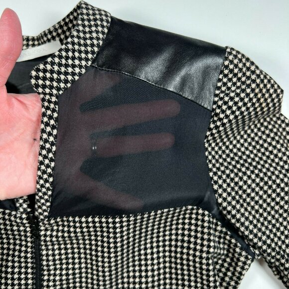 Jonathan Simkhai Houndstooth Corduroy Mini Dress Zipper Mesh Panels Black XS - Picture 15 of 16